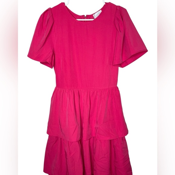 NWT SUGARLIPS Sweet Nothing Tiered Midi Dress  in Fuchsia Pink Size Medium - Picture 2 of 16